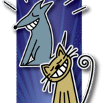 Original Illustration for Healthy Tails Pet Car, PLLC, a low cost pet vaccination clinic, by Hogan Design - stylized dog and cat Original Illustration for Healthy Tails Pet Car, PLLC, a low cost pet vaccination clinic, by Hogan Design - stylized dog and cat