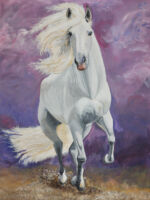 White Horse on Purple original painting 62"x48" by Rick Hogan White Horse on Purple original painting 62"x48" by Rick Hogan